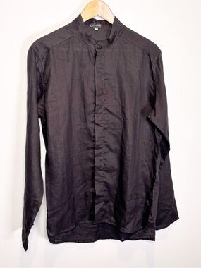Eastern Serenity Mandarin Collar Linen Shirt
